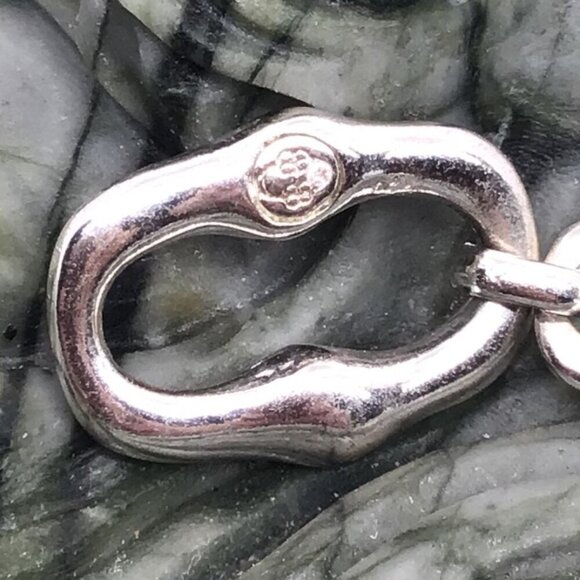 Silver Tone Dangle Earrings With Textured Links & Hooks 2.5 Inch Length - Picture 3 of 3